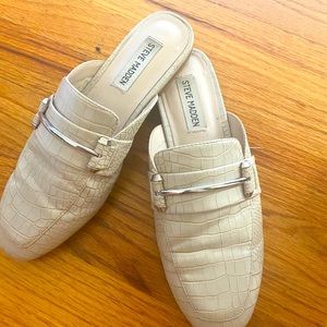 Steve Madden white croc mule